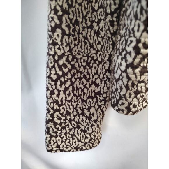 Charter Club Brown Cream Leopard Print Dress Jacket XL w/ Vintage Floral Brooch - Picture 12 of 16